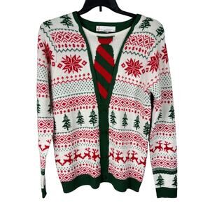 Jolly Sweaters Medium Sweater Holiday Christmas Festive Snowflakes Tree Pullover